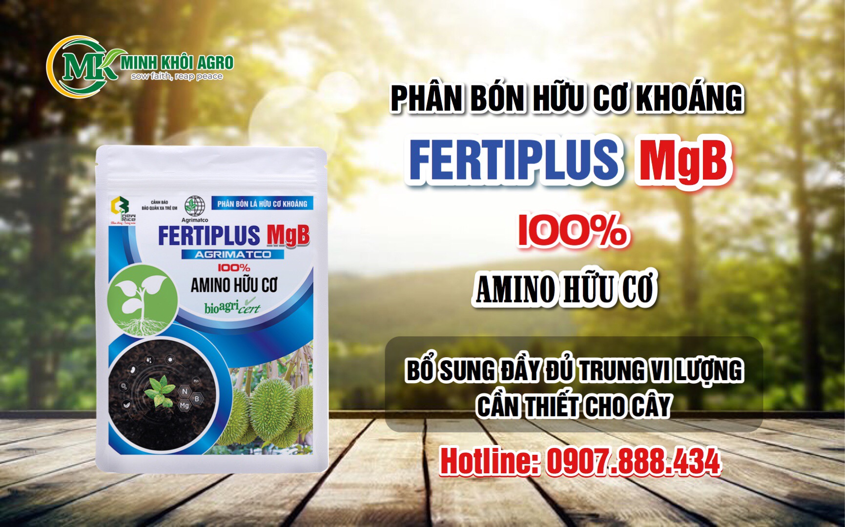 Phân bón lá hữu cơ khoáng FertiPlus MgB - Gói 500g